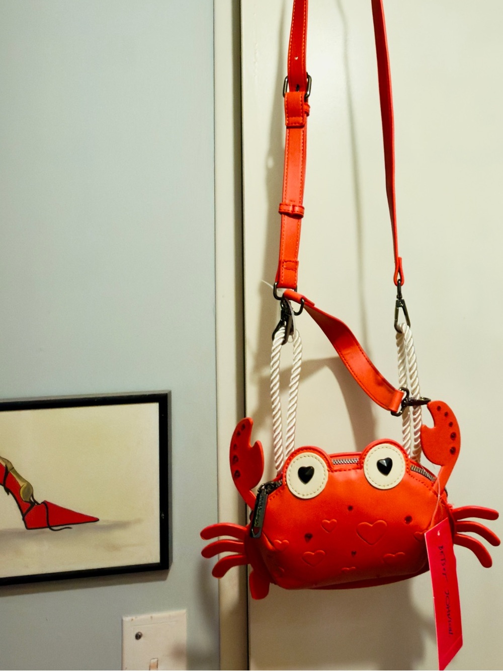 Betsey Johnson Red Crab Crossbody Bag with Rope Strap - Picture 1 of 13
